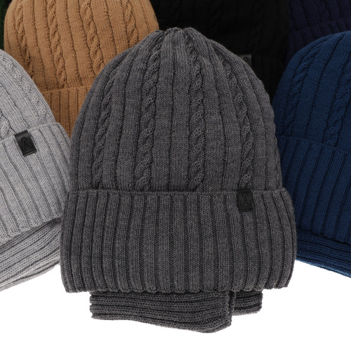 Boy's winter set: hat and tube scarf navy blue merino wool Kairo