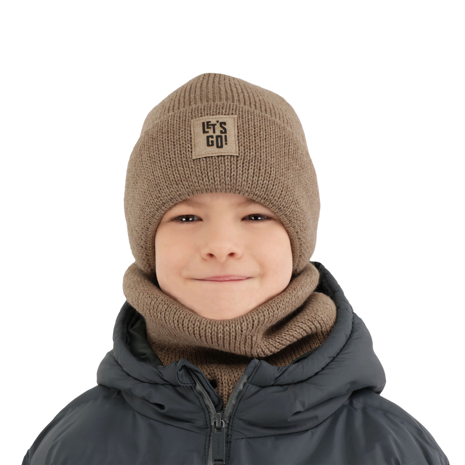 Boy's winter set: hat and tube scarf black Joseph