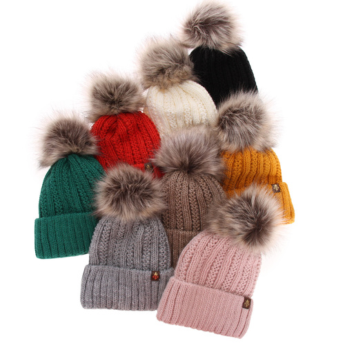 Woman's winter hat grey Rene with pompom