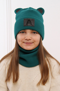 Girl's winter set: hat and tube scarf black Romka