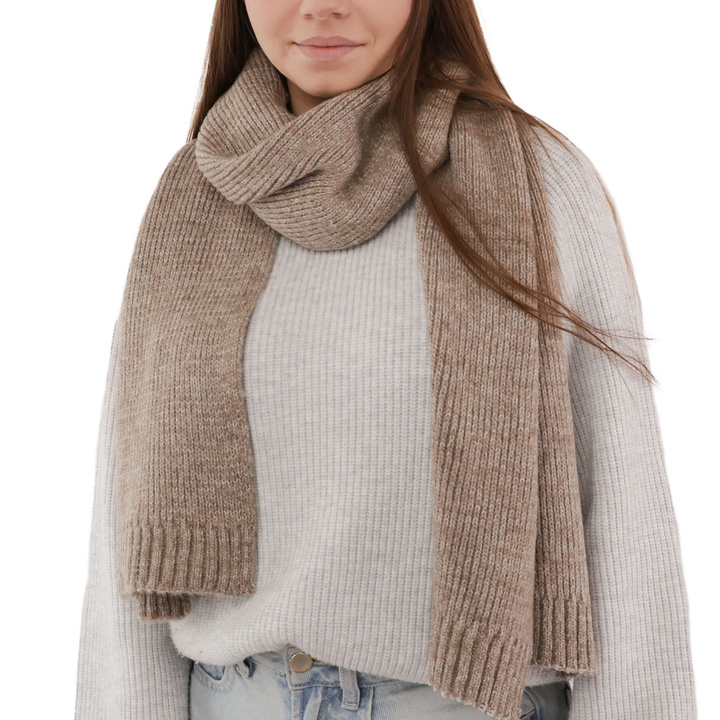 Women's winter scarf beige merino wool Loretta