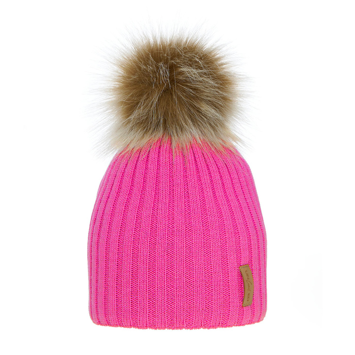 Girl's winter hat pink Werbena with pompom