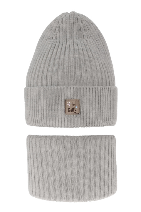 Girl's winter set: hat and tube scarf grey Georgina