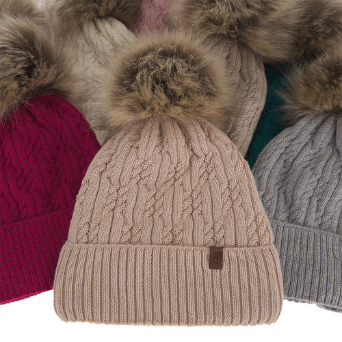 Woman's winter hat beige merino wool Larida