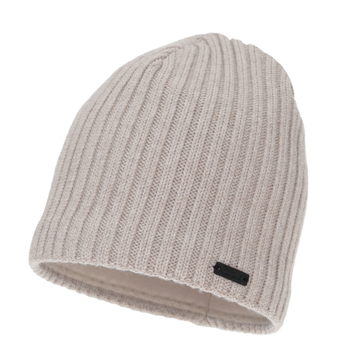 Woman's winter hat, beige, with merino wool, Soletta