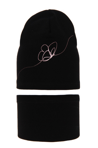 Girl's spring/ autumn set: hat and tube scarf black Jula