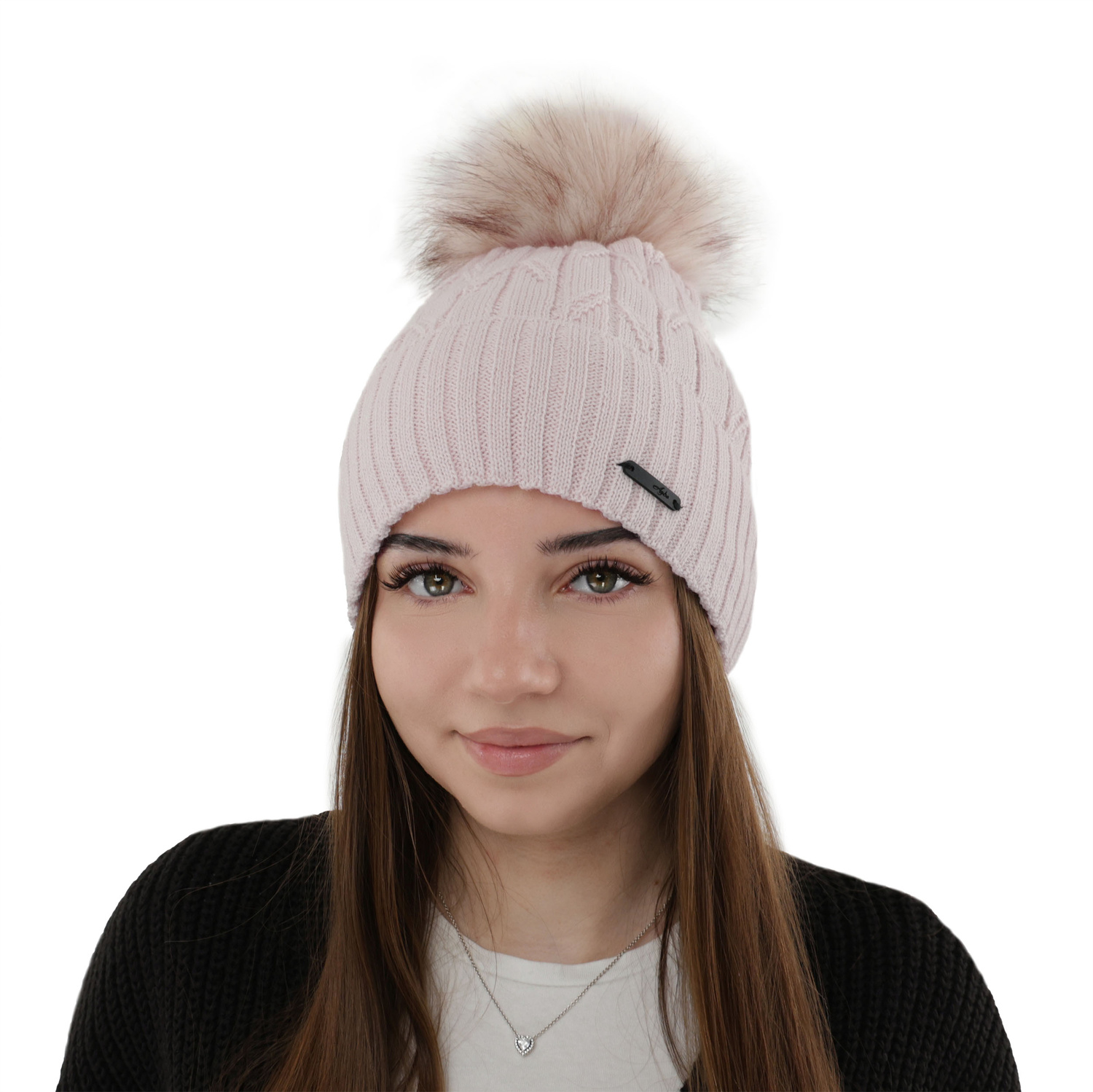 Woman's winter hat in pink merino wool Talaria