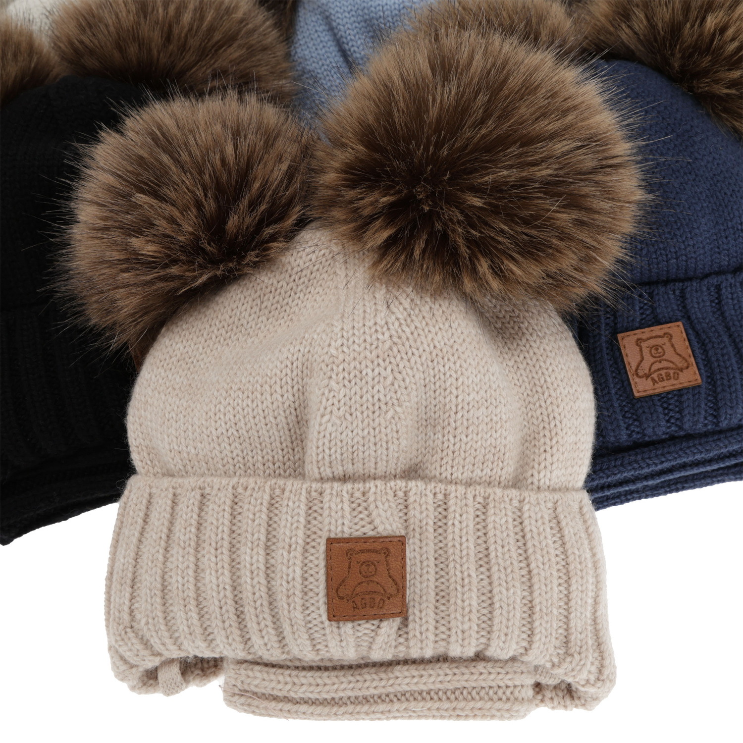 Boy's hat and tube scarf, winter set, blue, 100% merino wool, lined with wool fleece, Ronik