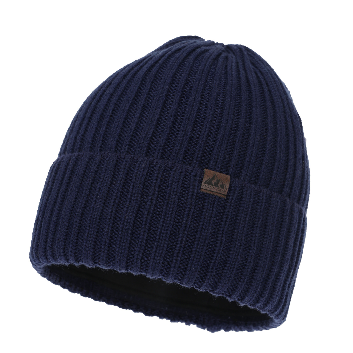 Men's winter hat, black, with merino wool, Huno