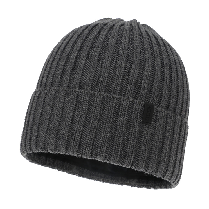 Men's winter hat, grey, with merino wool, Tyrol