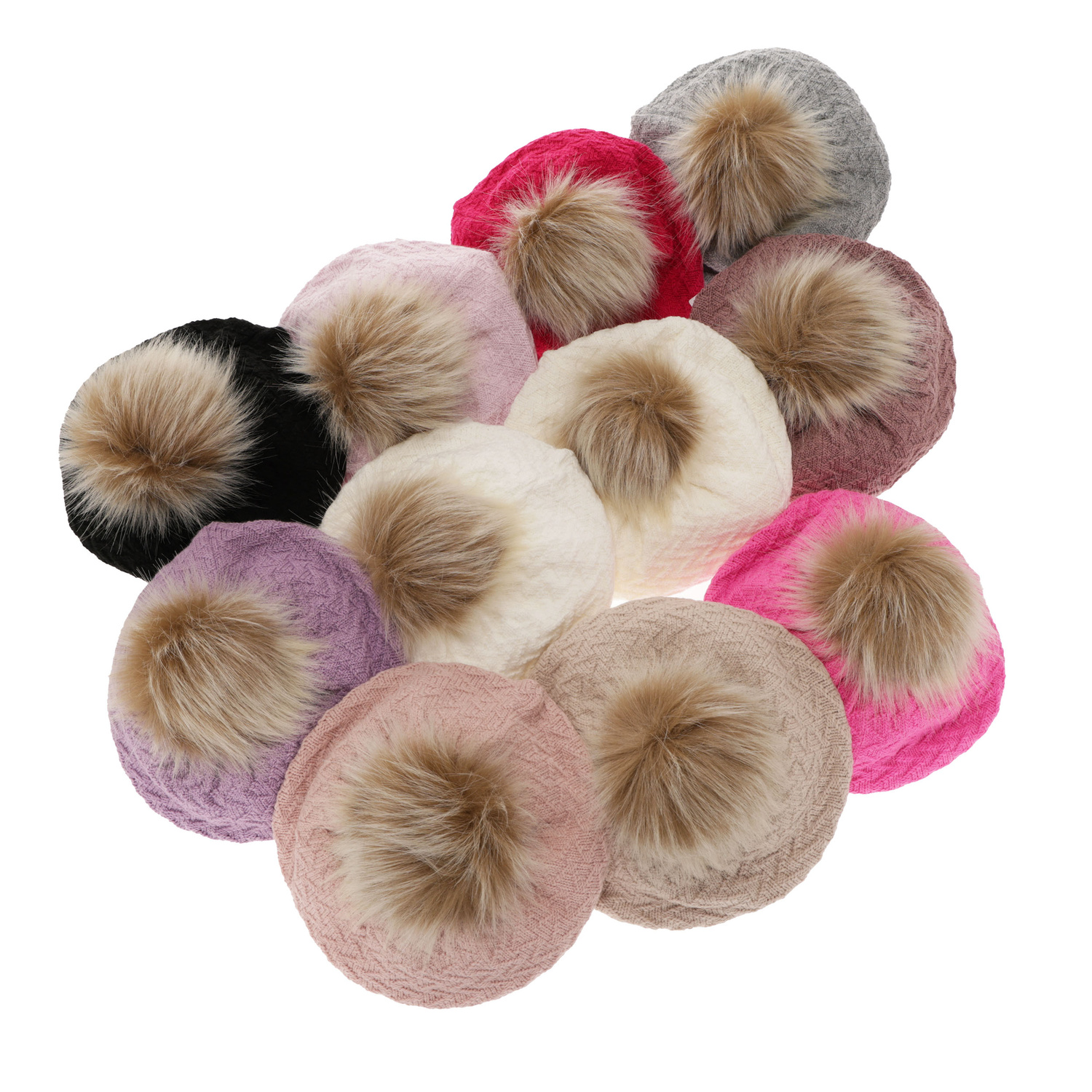 Girl's winter set: hat and tube scarf black Atene with pompom