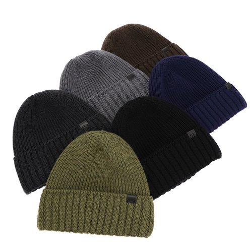 Men's winter hat brown 100% extra finemerino wool seamless Bruner