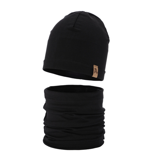 Boy's spring/ autumn set: hat and tube scarf black Griffin