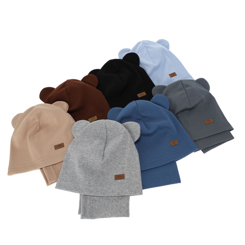 Boy's spring, autumn set: hat and tube scarf, brown Gregory