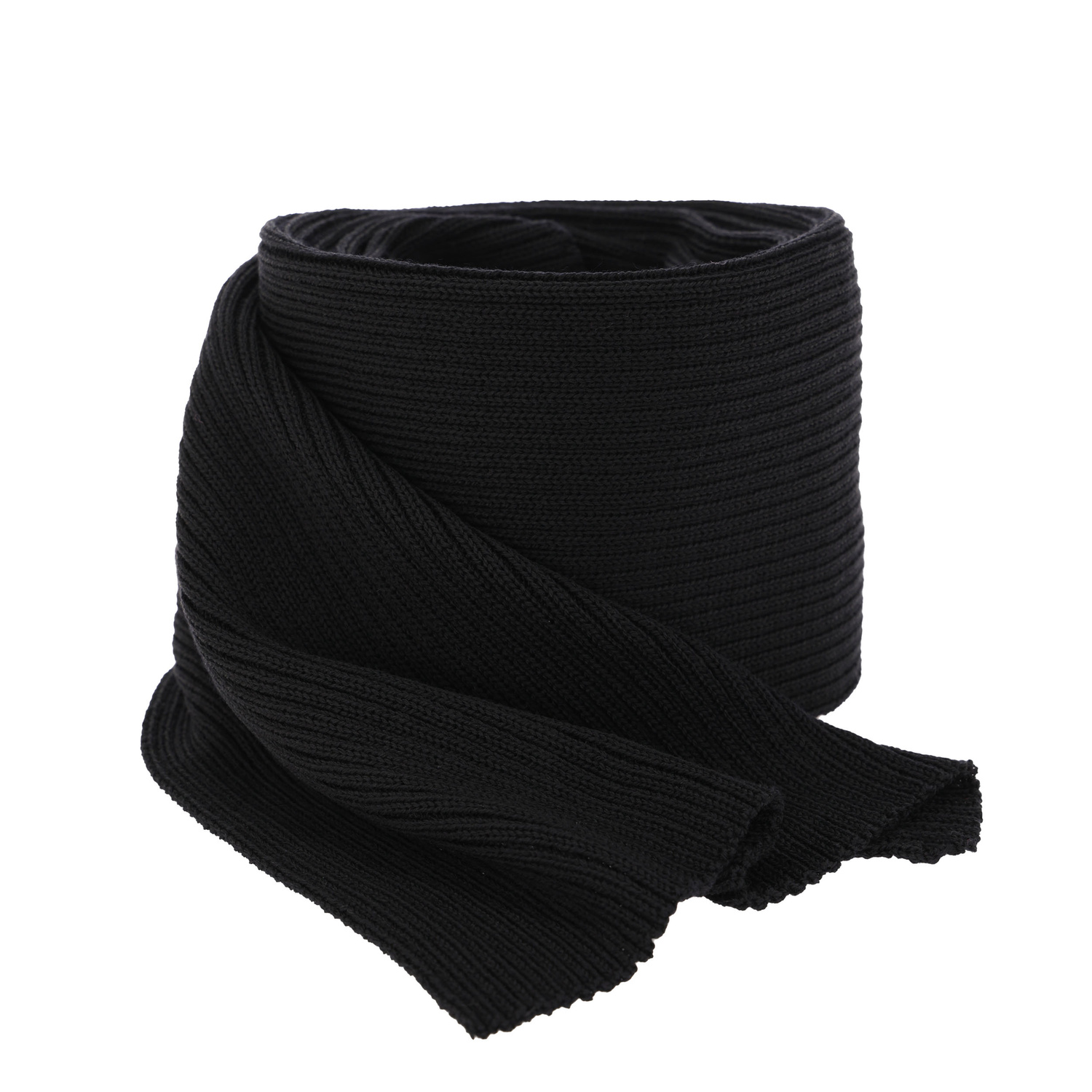 Men's winter scarf black 100% extra fine merino wool Brayan