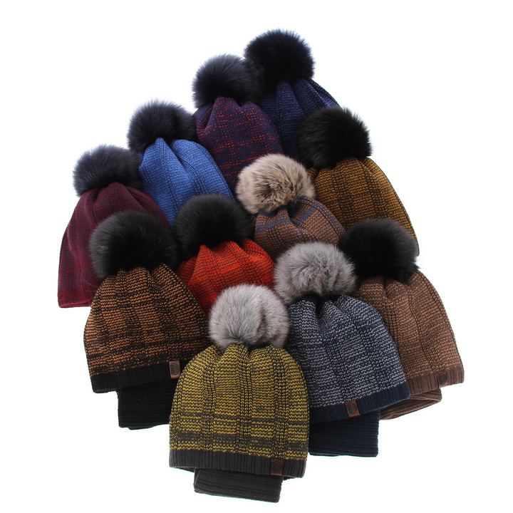 Boy's winter set: hat and tube scarf red Harison with pompom
