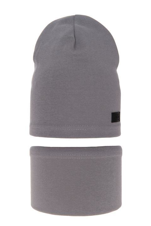 Boy's spring/ autumn set: hat and tube scarf grey Frizi