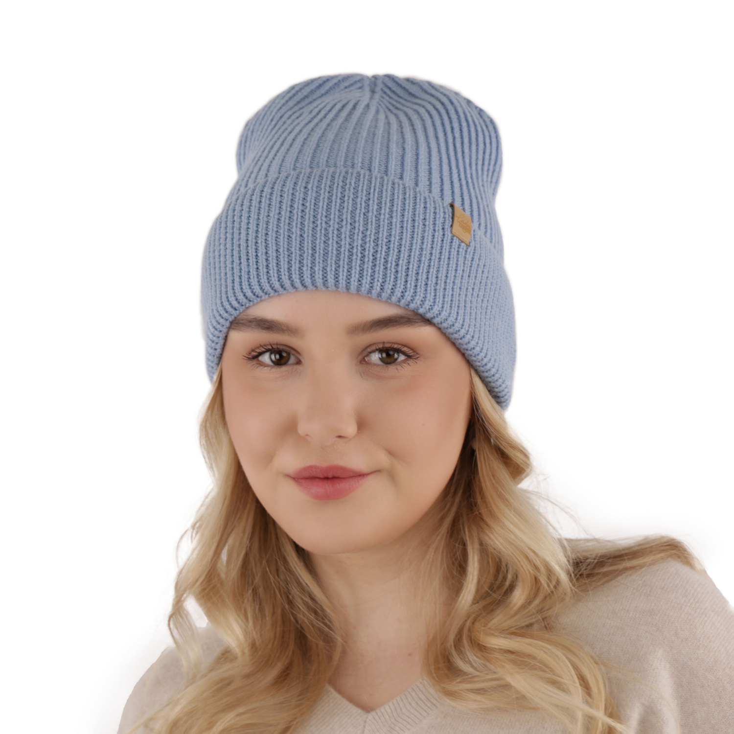 Woman's winter hat beige Isla 100% extra fine merino wool