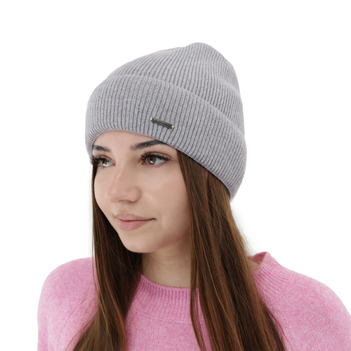 Woman's autumn, winter hat, grey, with merino wool with cashmere, Sindra
