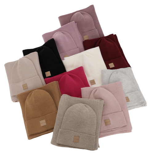 Women's spring and winter set: hat and scarf ecru Nathalie