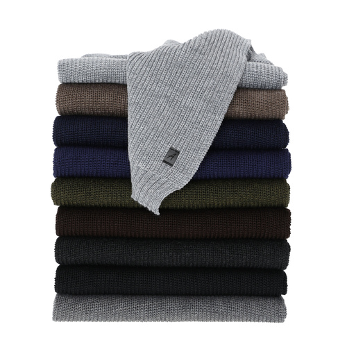 Men's winter scarf, navy blue, with merino wool Algor