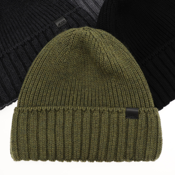 Men's winter hat grey 100% extra finemerino wool seamless Bruner