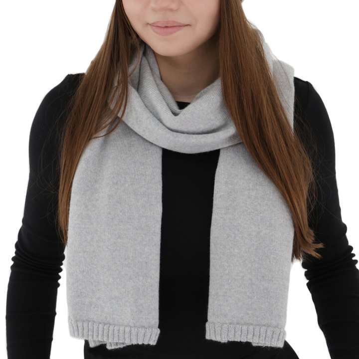 Woman's winter scarf, grey, 100% merino wool, Elonia