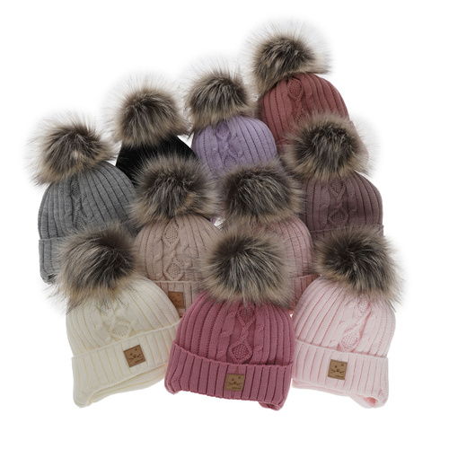 Girl's winter set: hat and tube scarf grey Aida with pompom