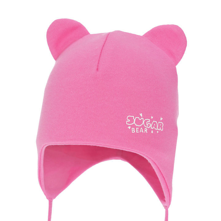 Girl's spring/ autumn hat, pink, cotton, with ears, Kelda