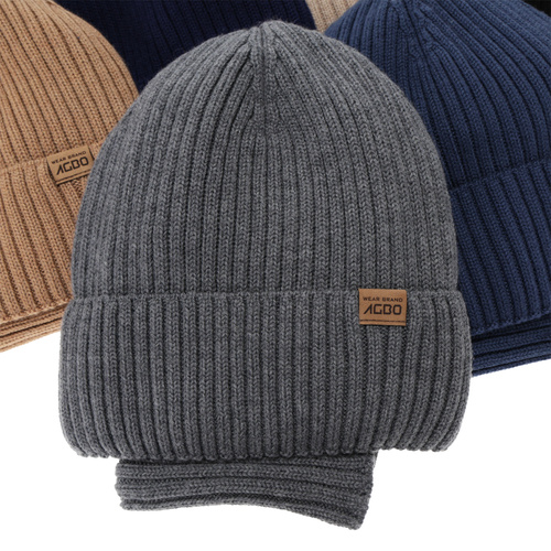 Boy's winter set: hat and tube scarf, beige, 100% merino wool, with merino wool lining, Domin