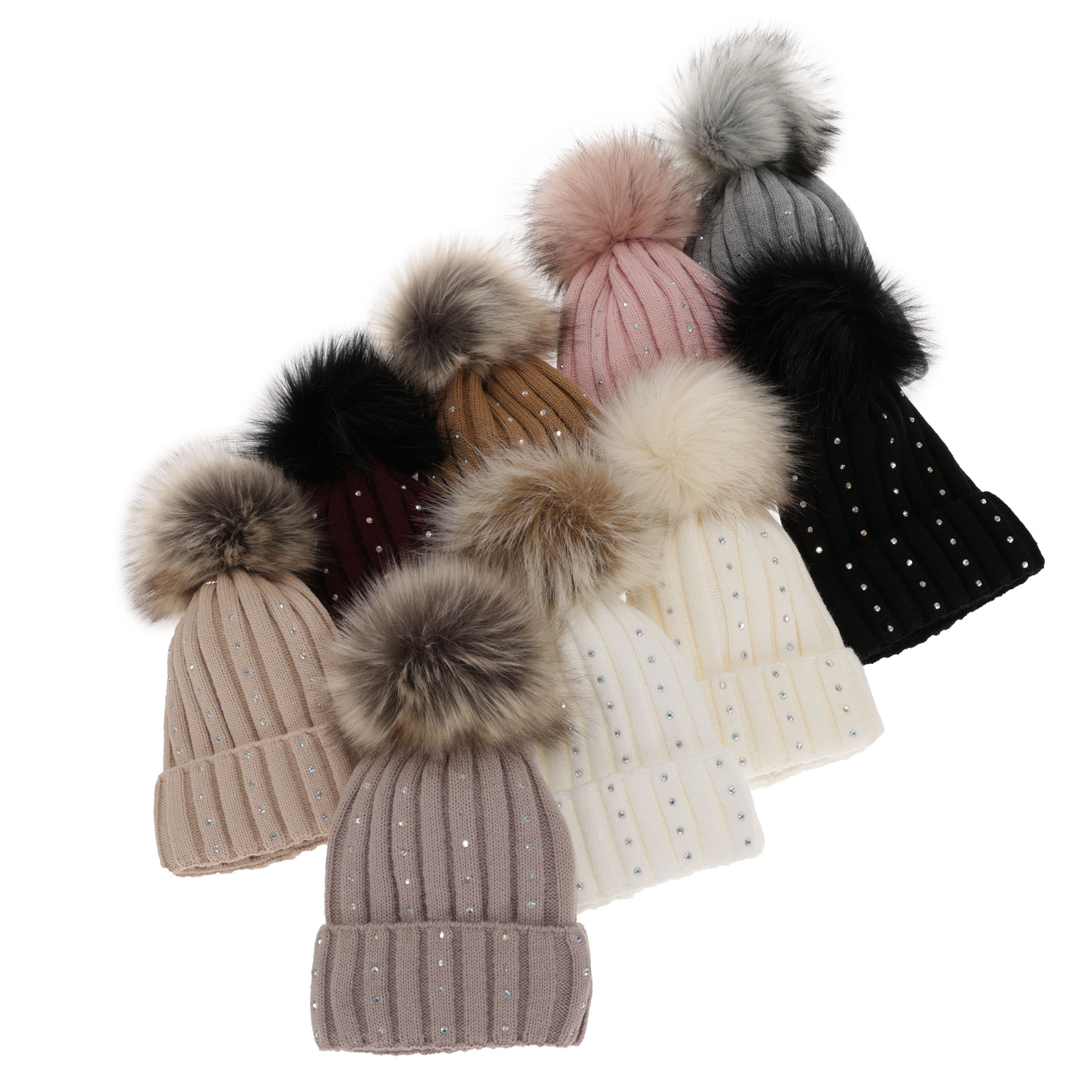Woman's winter hat burgund Mada with pompom