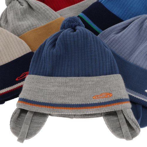 Boy's spring/ autumn hat grey with pompom Jacob