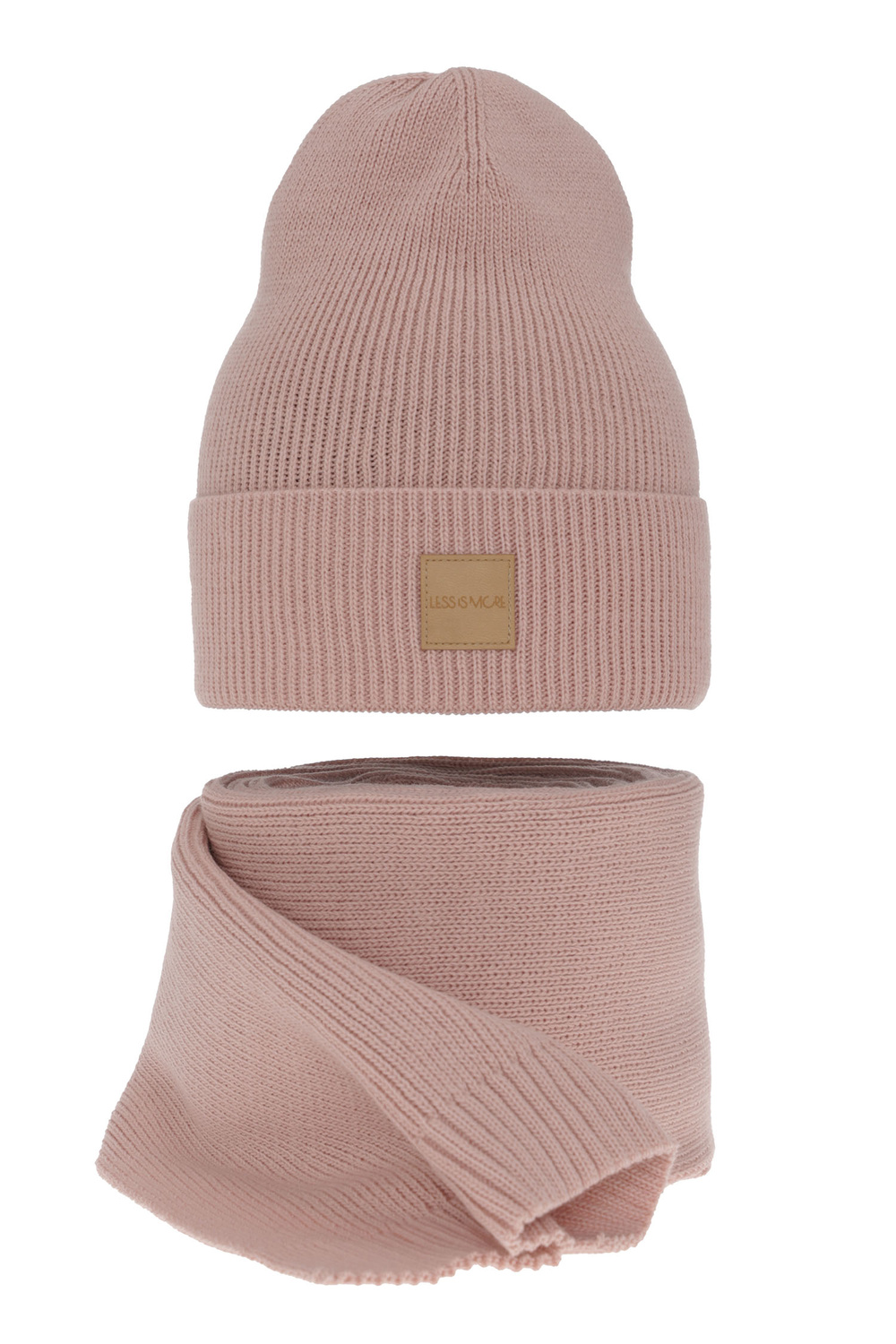Women's spring and winter set: hat and scarf pink Nathalie