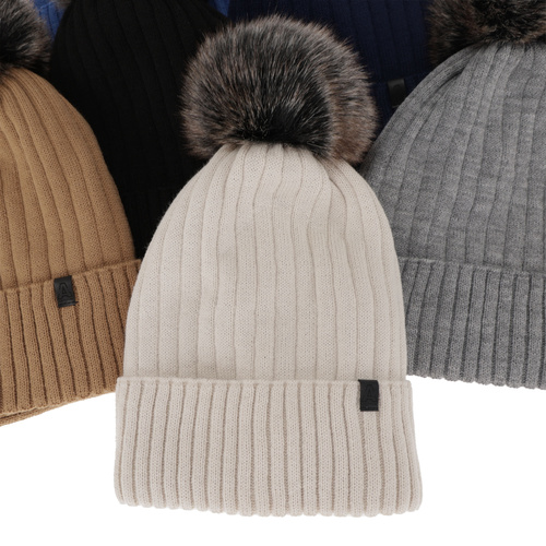 Boy's winter set: hat and tube scarf blue with pompom Relax