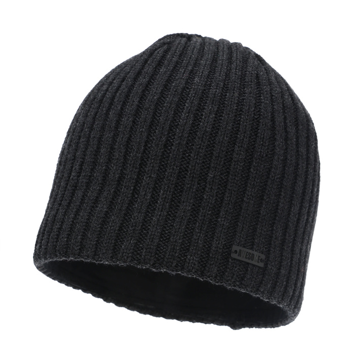 Men's winter hat, grey, with merino wool, Adagio