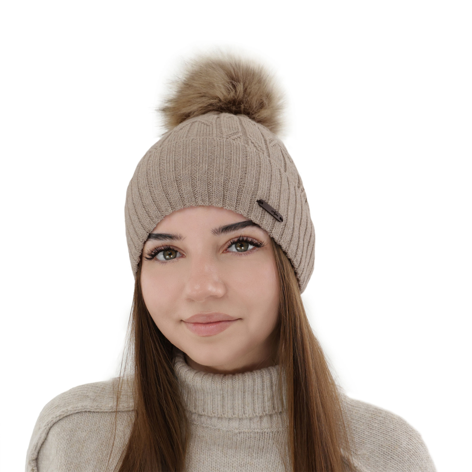 Woman's winter hat in pink merino wool Talaria