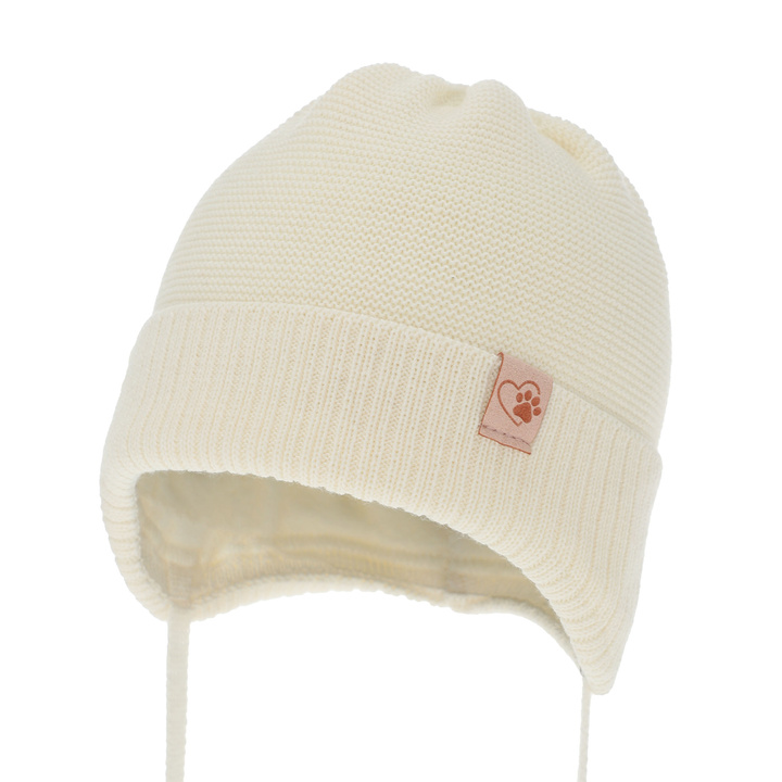Girl's winter hat ecru with merino wool Dari