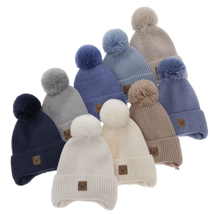 Boy's winter hat brown 100% extra fine merino wool, lined with wool fleece Tofik