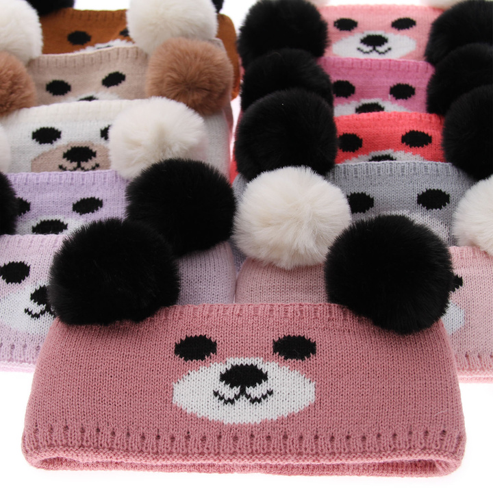Girl's winter headband red Sissi with two pompom