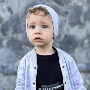 Boy's spring/ autumn set: hat and tube scarf grey Hazel