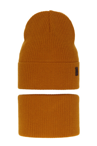 Children's autumn/ spring set: hat and tube scarf, with cotton, honey Dragon