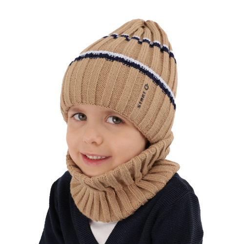 Boy's winter set: hat and tube scarf navy blue Bastien
