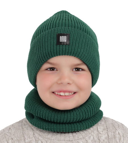 Boy's winter set: hat and tube scarf navy blue Amadeo