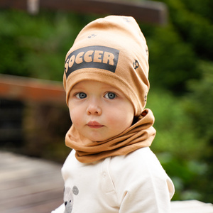Children's autumn/ spring set: hat and tube scarf orange Soccer