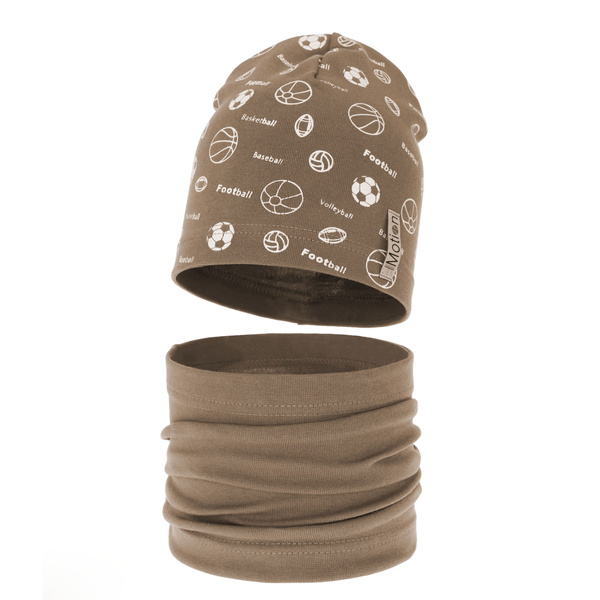 Boy's spring/ autumn set: hat and tube scarf brown Paolo