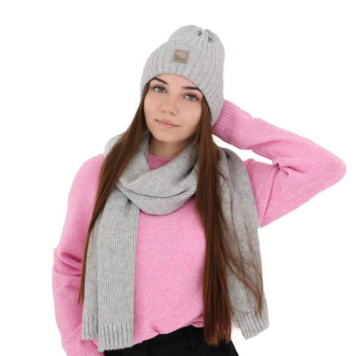 Women's winter scarf grey merino wool Loretta