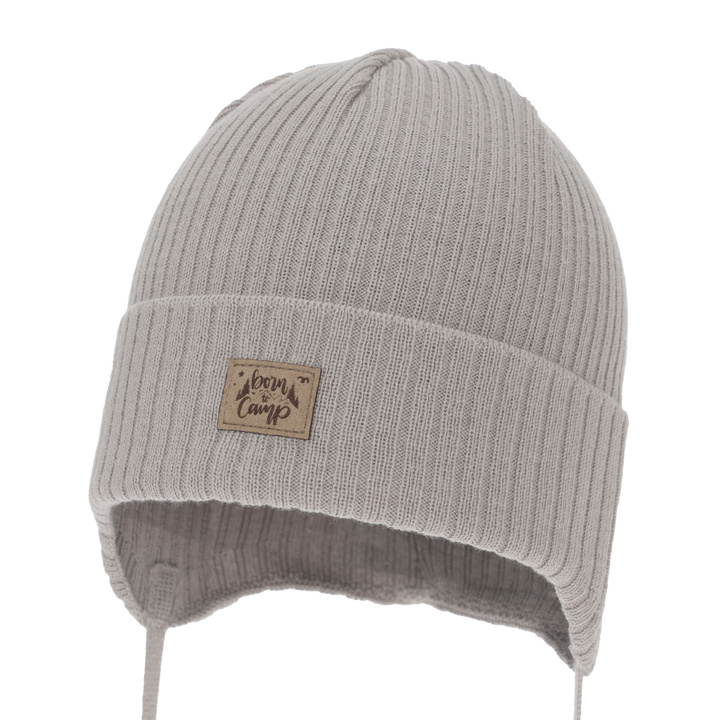 Boy's spring/ autumn hat, beige, with ears, with cotton, Fenris