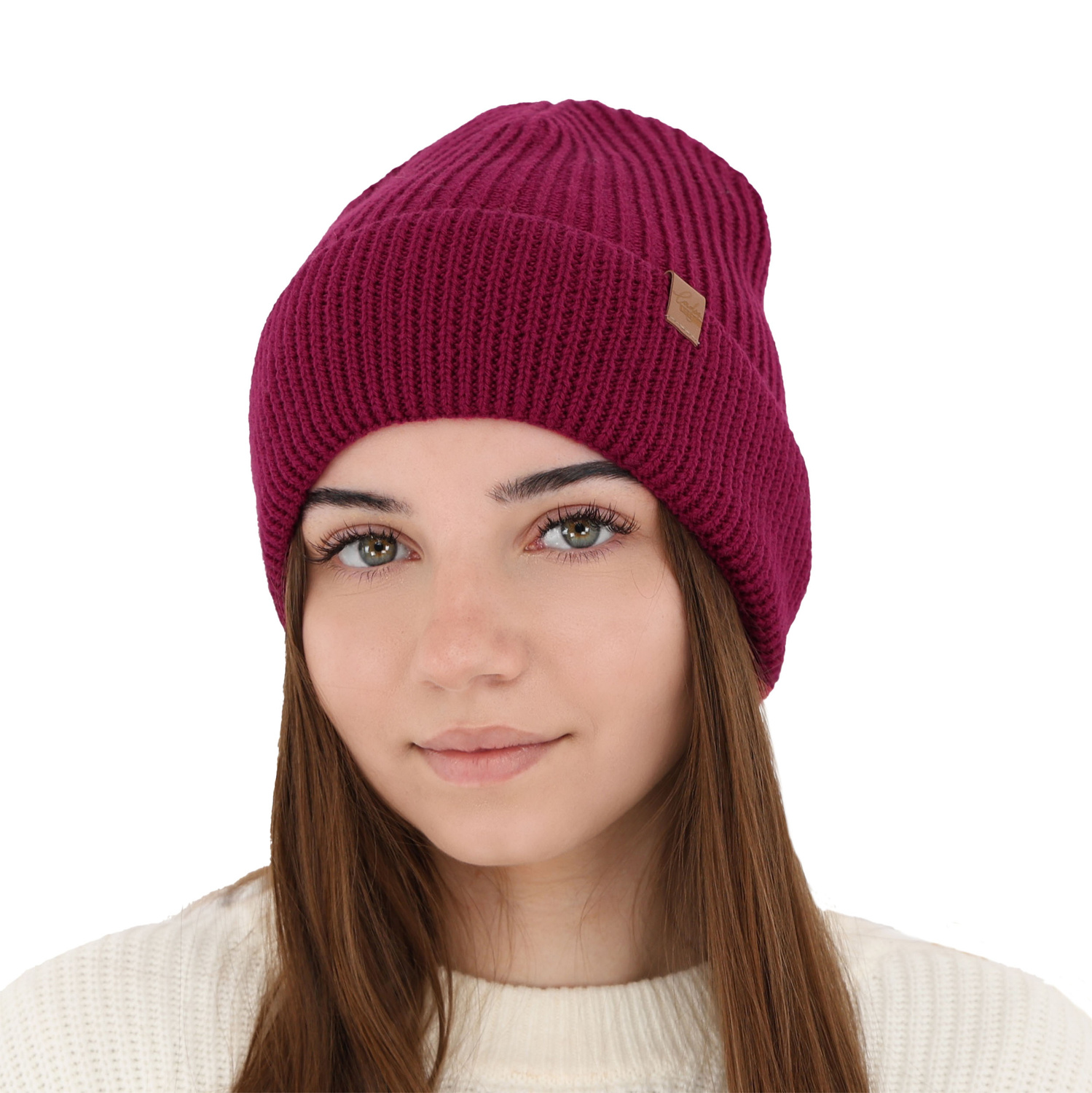 Woman's winter hat beige Isla 100% extra fine merino wool