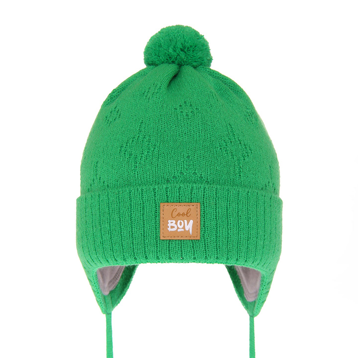 Boy's spring/ autumn hat green Farel with pompom