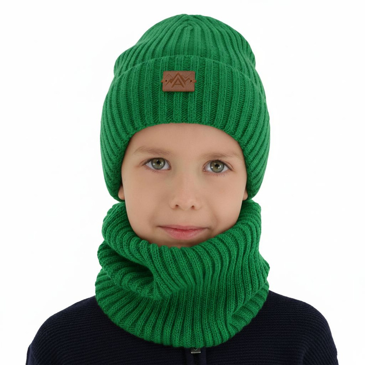 Boy's winter set: hat and tube scarf green Fargo